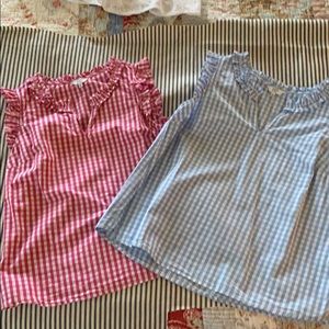 Cotton gingham sleeveless tops